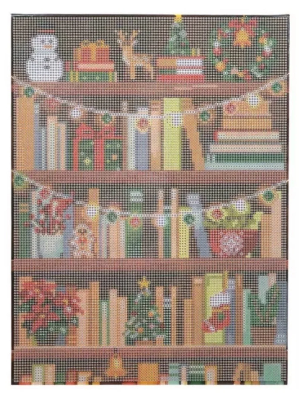 Christmas Bookshelf Diamond Painting Art Kit Holiday Craft